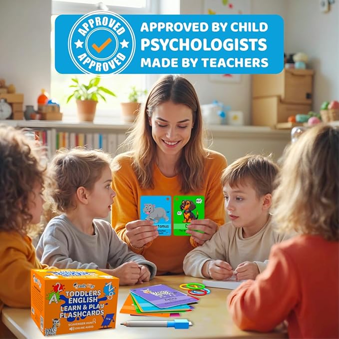 ABC Flash Cards for Toddlers 1-4 - Learning Phonics Alphabet Baby Flashcards - Preschool Sight First Words Numbers Colors Objects for Kindergarten