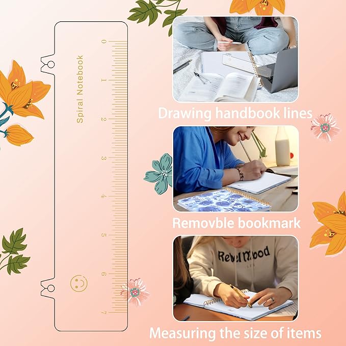 CAGIE Hardcover Spiral Notebook College Ruled Aesthetic Spiral Notebook Journal with Large Pockets Note Book for Note Taking Work Women Writing, 8.5 x 11