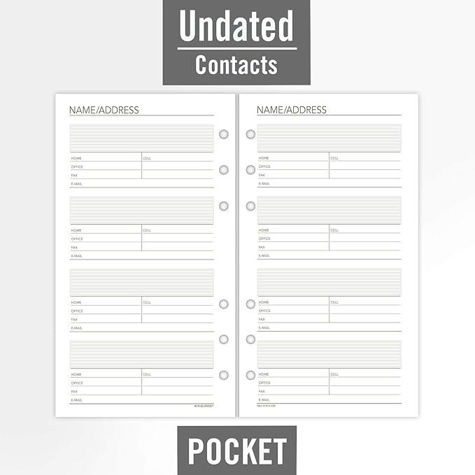AT-A-GLANCE Day Runner Telephone and Address Pages, Refill, Loose-Leaf, Undated, for Planner, 3-3/4" x 6-3/4", Size 3, 30 Sheets/Pack (013-230)