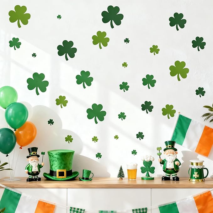240 Pcs St. Patrick's Day Cutouts Set, Pre-Cut Green Paper Clover, Lucky Shamrock Shape Cut-Outs for Irish Themed Party Bulletin Board Decoration and DIY Crafts Supplies