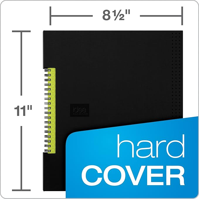 Oxford Idea Collective Business Notebook, 11 x 8.5, Double Wire, Case Bound, Black, 80 sheets (56895)