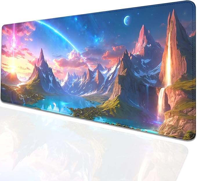 Mountain Starry Sky Desk Pad Mouse Pad,Large XL Mouse Mat with Stitched Edges for Gift,Non-Slip Rubber Base Mousepad for Office PC Keyboard Laptop and Home Work Desk Mat(31.5X11.8 in)