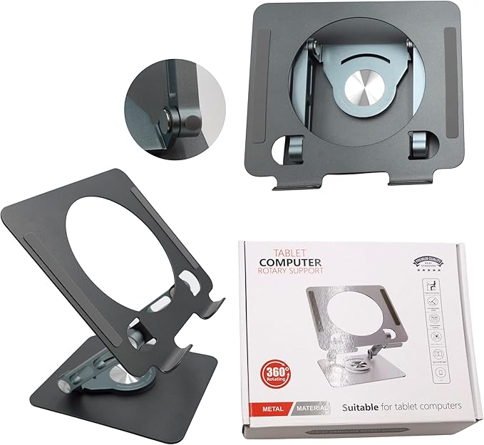 Wireless City Universal Tablet Stand for iPad with 360 Rotating Base, Foldable Adjustable Holder for Drawing, Compatible with iPad (6-13In) Pro/Air/Mini and More (Gray)