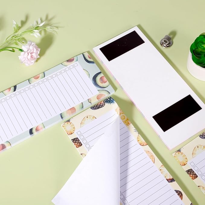 3 Pack Shopping List Pad & 1 Magnetic Pen Clip - 150 Tear Off Sheets - Magnetic Grocery List Notepad with Pen Holder for Fridge