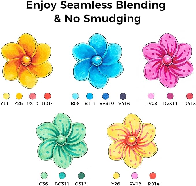 Ohuhu Alcohol Markers Brush and Fine Tip - 48-Color Alcohol-based Art Sketch Marker Set for Artist Adults Coloring Illustration - Brush and Fine Dual Tips- Honolulu B - Refillable - AP Certificated
