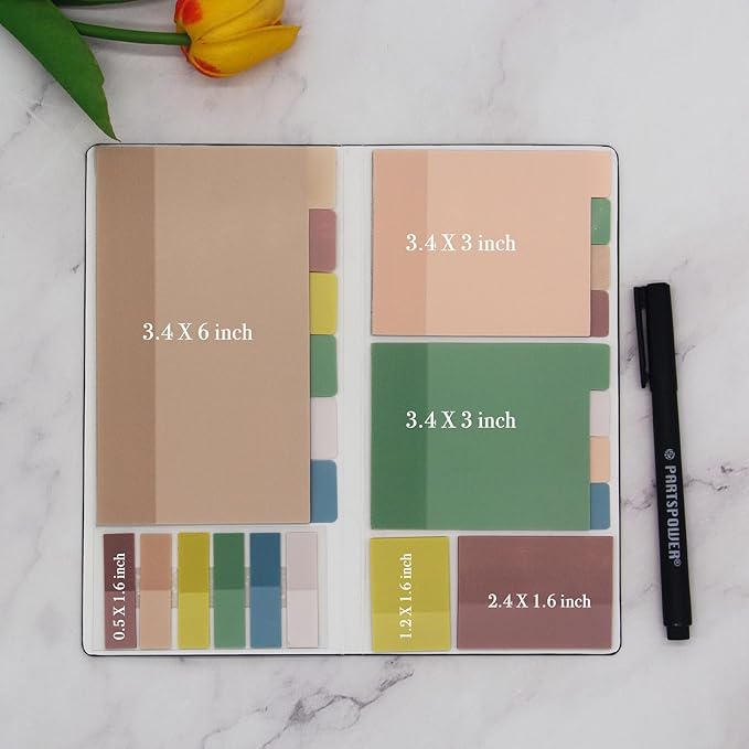 Pastel Transparent Sticky Notes, Bible Study Supplies, See Through Sticky Notes Tabs Book, 2-in-1 Clear Sticky Notes & Index Tabs Set for Reading Books Annotating Page Tabs Page Marker, Office Supply