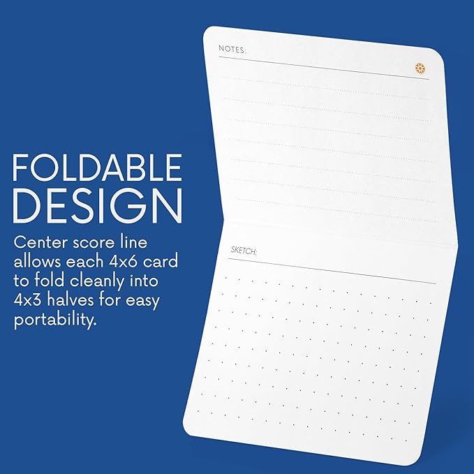 Notsu To Do List Grid Index Cards 4x6 | 40 Task Planner Foldable Vertical Notecards with Rounded Corners