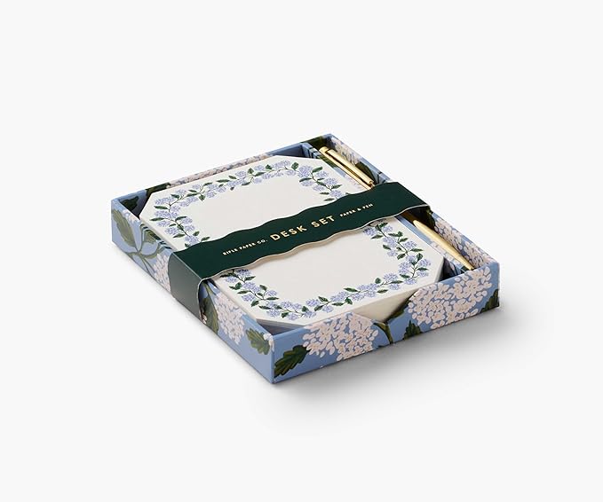RIFLE PAPER CO. Hydrangea Note Writing Set, Take Notes with Style, Everyday Reminders or Special Occasion Use, Add a Pinch of Pinache to any Note Taking Task