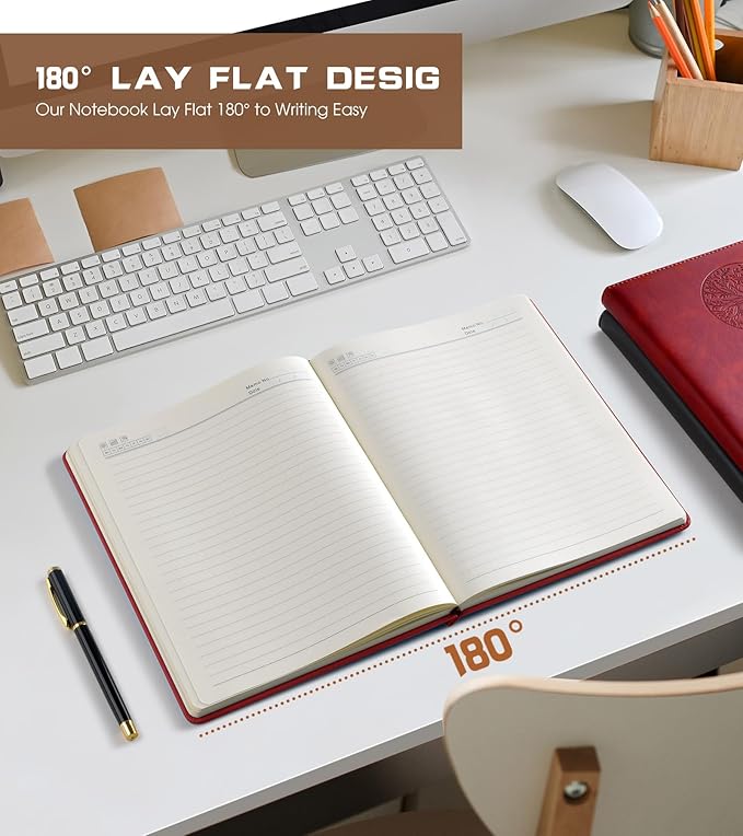 Lined Journal Notebook for Women Men,256 Pages B5 Large Hardcover Leather Journals for Writing,Travel,Business,Work & School,College Ruled Notebooks for Note Taking,Diary Notepad 7.8"×10.2"