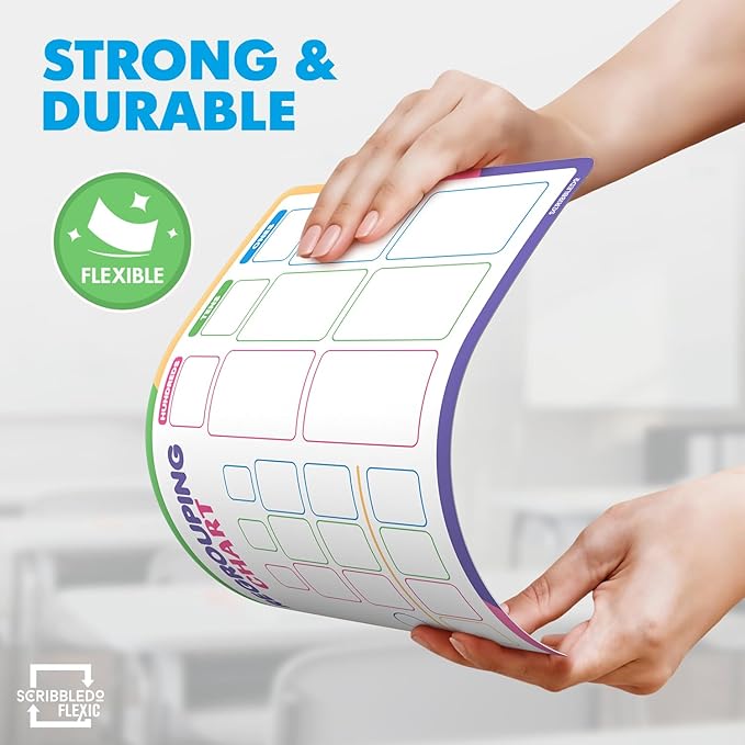 Scribbledo Place Value Chart & Regrouping Dry Erase Sheets Base Ten, Addition & Subtraction Math Practice for Kids, Classroom Supplies, Double Sided 10 Pack
