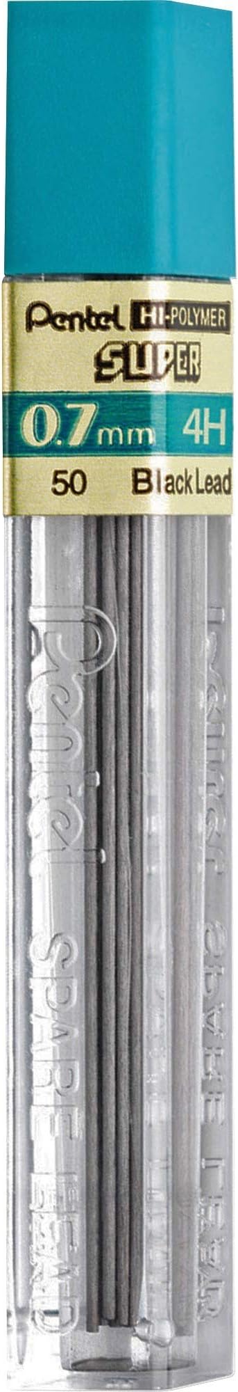 Pentel Hi-Polymer Lead, 0.7 mm, Medium, 4H, Black (PEN504H)
