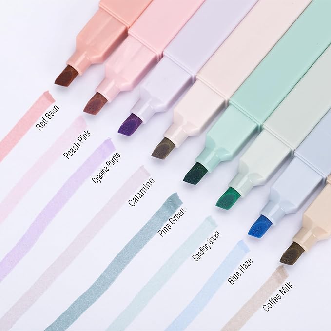ZEYAR Aesthetic Cute Highlighter Pens, Cream colors, Chisel Tip, Water Based, Quick Dry, No Bleed for bible, four seasons color series (8 Spring Colors)