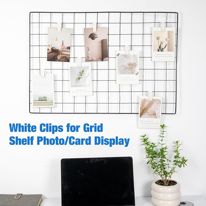 25 PCS Grid Wall Accessory Hooks Siding Clips to Hang Things Wall Grid Panel Decore Clips Gridwall Sign Holder for Home, Retail, Workspace Organization Storage Displays
