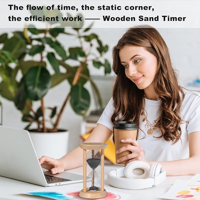 SuLiao Wooden Sand Timer 3 Minute Hourglass, Beech Sand Clock, Small Black Sand Watch 3 Min, Reloj De Arenai Hour Glass Sandglass for Home Office Decorative Game Classroom