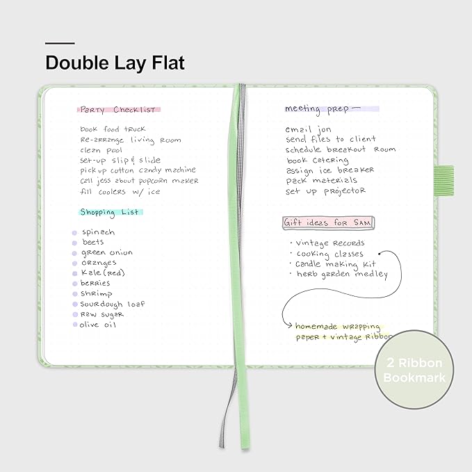 &And Per Se Bullet Dotted Journal, A5 Hardcover Aesthetic Notebook – 160 Pages 100gsm Thick Dot Grid Paper, 3 Sticker Sheets – Gift-Ready Journaling Kit for Women (Light Green)