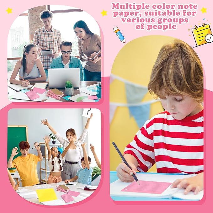 Pink Index Cards 3x5 Inch Lined Flash Cards with Ring Heavyweight Flashcards Note Cards for Studying School Supplies College, 200 Count