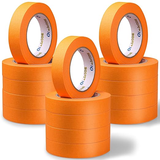 15 Rolls Orange Painters Tape Bulk 1 inch x 825 Yards, Painters Masking Tape No Residue Wall Painting Tape Artist Tape Trim Edge Finishing Tape for Wall Painting Decoration DIY Supplies