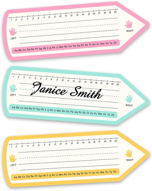 Pencil Name Tags, Self Adhesive Colorful Name Tags for Classroom, Pencil Stickers Decorations for Student Desks, Labels for Kindergarten Locker, 05
