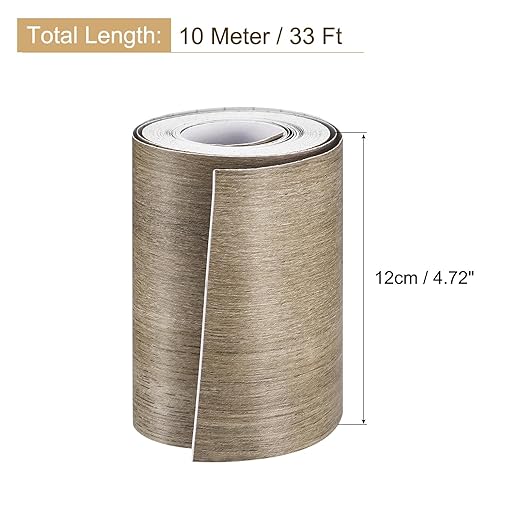 uxcell Wood Grain Tape, 4.72" x33 Ft Wall Paper Border Sticker Self-Adhesive Wood Grain Repair Patch with Scraper for Wall Corner Table Door Sofa Furniture Home Decor (Grey)