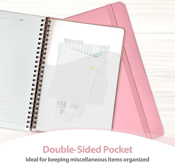 Journaling Notebooks, A5 Lined Spiral Notebook for Women & Men, 146 Pages College Ruled Hardcover Note Book for Work, Note Taking, Journaling, School, Writing (PINK)