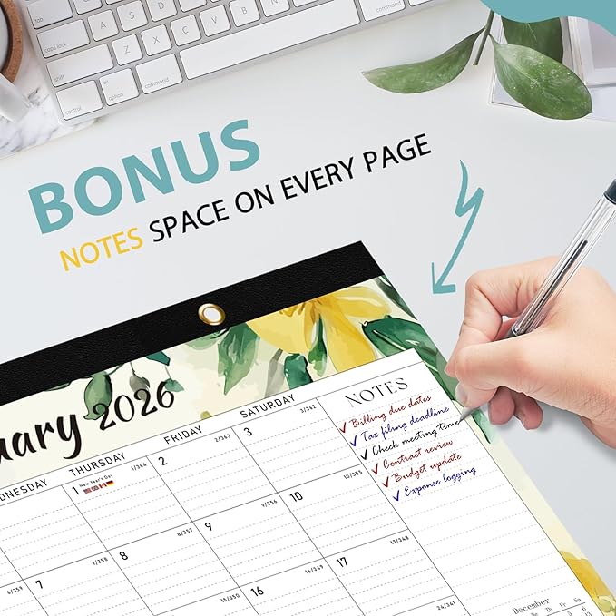 2026 Desk Calendar, Large Desktop/Wall Monthly Calendar (Jan. 2026 - Jun. 2027) 17'' x 12'' Personal Desk Planner for Teacher Family School Office Supplies