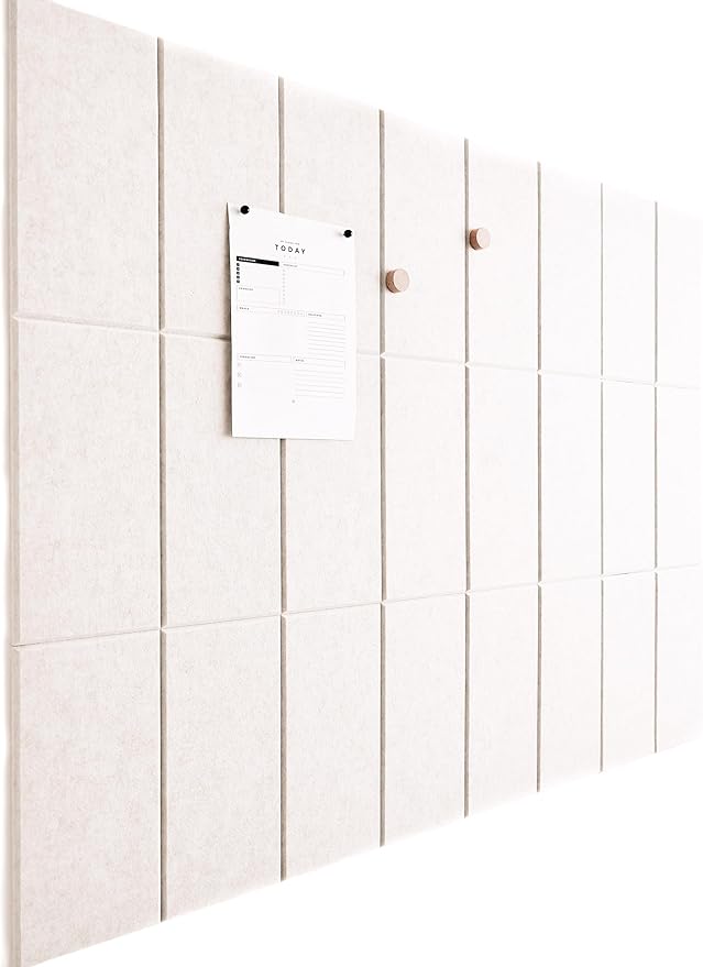 Large Bulletin Board 48x36- Office Wall Organizer to Replace Your Old Cork Boards for Walls for Office Decor - 24-Pack Felt Wall Tiles for Use in Home Office Decor as Photo Board (Limestone)