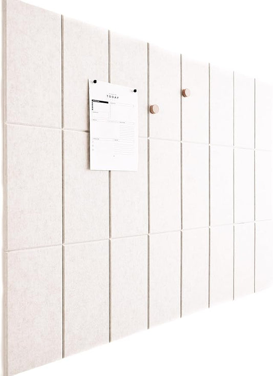Large Bulletin Board 48x36- Office Wall Organizer to Replace Your Old Cork Boards for Walls for Office Decor - 24-Pack Felt Wall Tiles for Use in Home Office Decor as Photo Board (Limestone)