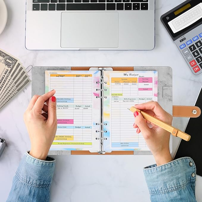 Toplive 3 Pack A5 Planner Refill 82 Sheet Colored Monthly Weekly Planner Refill Paper 6 Hole Budget Sheets Expense Tracker Inserts for A5 Binder Cover Bill Saving Organizer, Colorful
