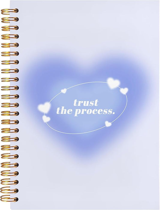 BearCake Trendy Y2K Blue Aura Preppy Notebook Journal, Trust the Process Inspirational Notebooks, Aesthetic Notebooks, Blue Aesthetic Office Supplies, Hardcover Spiral Notebook 5.5x8.3