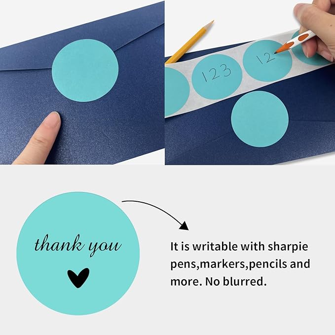 STARLIBOO Colored Dot Stickers, 1.5 inch Garage Sale Stickers, 1000Pcs Adhesive Circle Price Tags Sticker, Writable Not Blurry for Yard Sale (Pink+Blue/2Rolls)