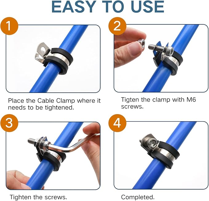 1 Inch Cable Clamp, 15 Pack Stainless Steel Wire Clamp, Rubber Metal Hose Clamps for Wire Line Clips, Pipe, Hose Bracket, Tube Holder (26mm)