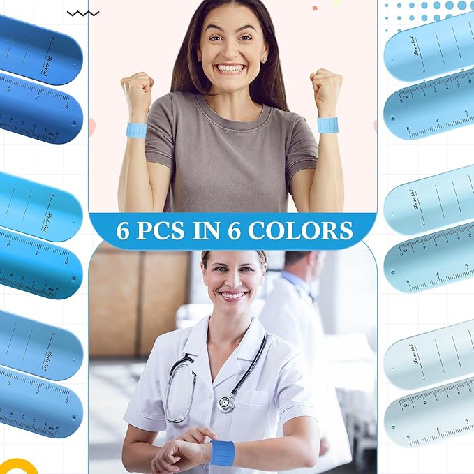 6 Pcs Nurse Silicone Bracelet To Do List Slap Silicone Reminder Bracelet Reusable Wearable Wrist Waterproof for Work Wrist Strap (Blue Color,Tranquil Style)