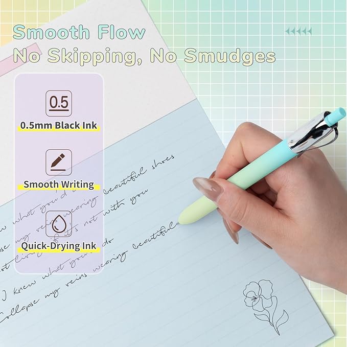 5 Pcs Gel Pens, 0.5mm Black Ink Fine Point Quick-Drying Retractable Pens with Metal Clip, Smooth Writing Pens for School & Office, Journaling & Note Taking (5 Pcs Z4 Aurora)
