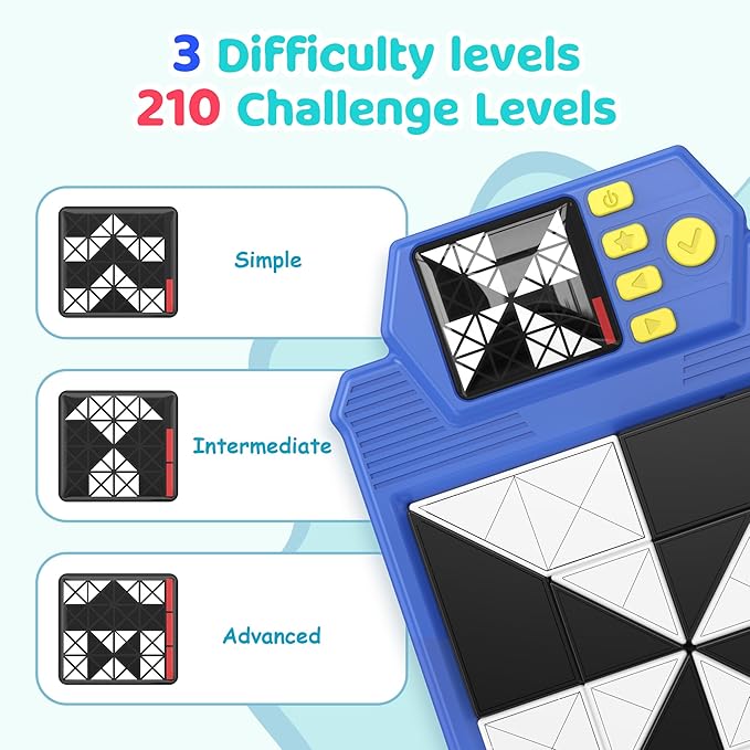 Smart Brain Teaser Game with 210 Challenges & 3D Puzzle Blocks - Self-Checking Montessori Toy for Kids, Teens, Adults to Train Logic Spatial Skills, 3 Difficulty Levels Educational Gift