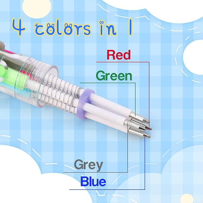 40Pcs Mini Multicolor Pens in One 4-in-1 Cute Pens Bulk for Kids, Ballpoint Pen for Birthdays and Children's Parties, Fun Gifts Assorted Ink Kawaii Pen