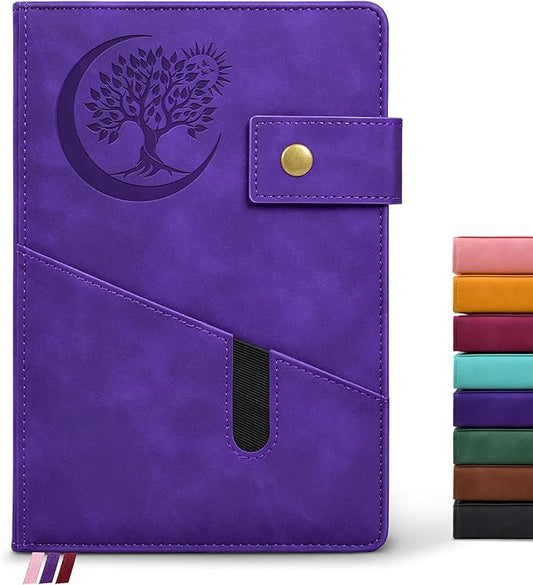 Blank Journal Notebook, A5 Hardcover Leather Sketchbook with 200 Pages Thick Blank Paper for Men Women, Unlined Drawing & Writing Journal, 5.9" x 8.4" Plain Notebook (purple)