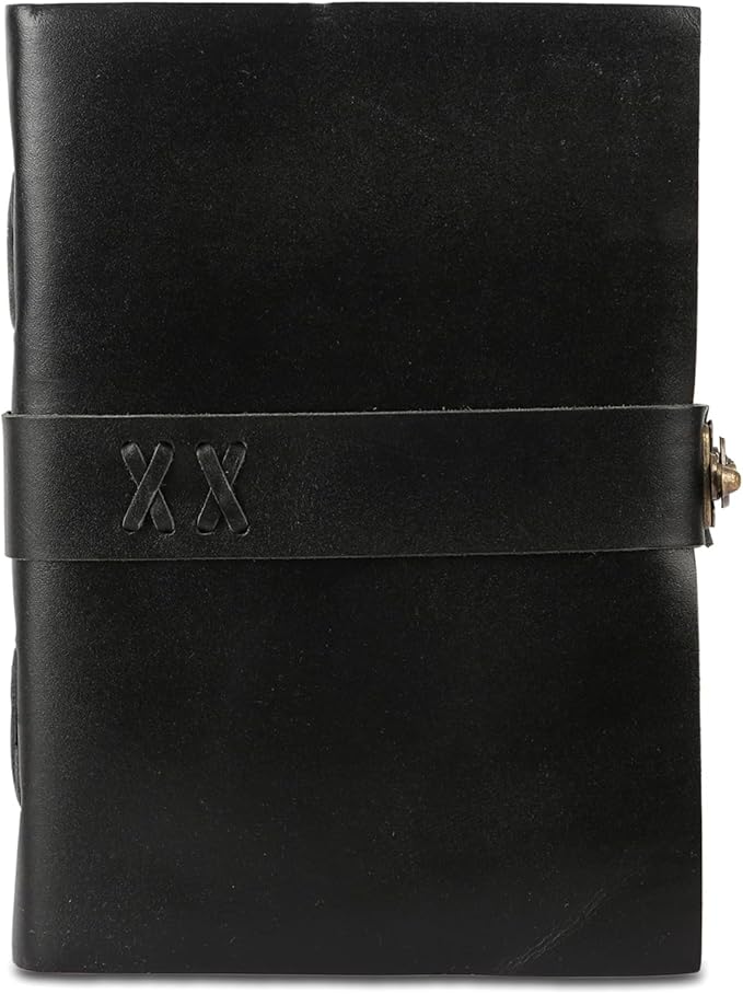 Vintage Leather Journal Handmade Buffalo Deckle Edge Paper – Leather Bound Journal for Women Men Vintage C-Lock Closure Ideal for Writing & Travel for Artists