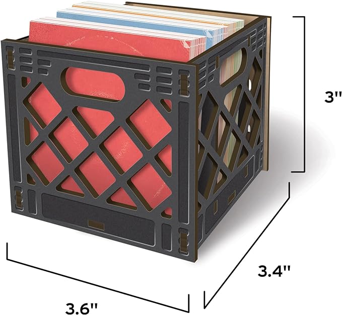 Genuine Fred for The Record, Milk Crate Notecard Holder, Includes 64 Vinyl-Inspired Note Cards