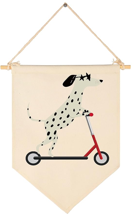 Dalmatian Scooter Banner Wall Decor,Animal Nursery Toddler Baby Boys Kids Room Pennant Decor-Flag Sign Wall Art Gifts-Reading Room Bedroom Playroom Poster Gift
