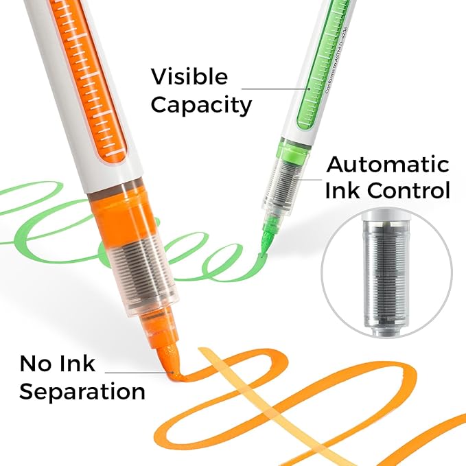 Ohuhu Acrylic Paint Markers Brush Tip: 48 Pack Automatic Ink Control Acrylic Markers High Opacity Paint Pens Waterproof Lightfast for Rock Painting 3D Prints Easter Eggs Wood DIY Crafts- Nahuku