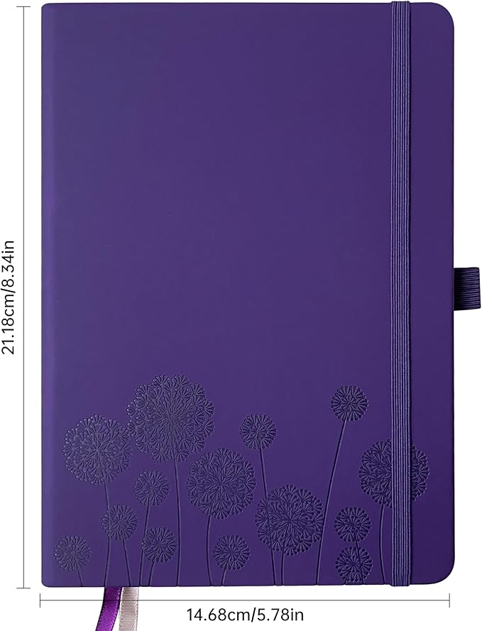 Notebook Journal for Women,A5 Hardcover Leather Journaling Notebooks for Work,200 Pages Travel Journal for Women Men with Pen Holder and Ribbon,5.78"×8.34"(Purple)