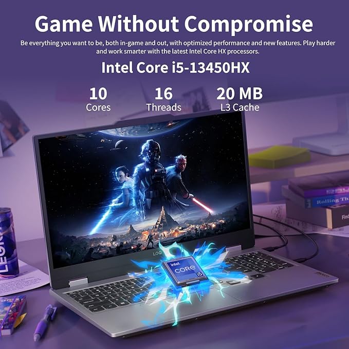 Lenovo LOQ RTX 5050 Pro AI-Gaming PC, 17.3" FHD 165Hz, Intel Core i5-13450HX, NVIDIA GeForce RTX 5050, 16GB DDR5 RAM, 1TB SSD, Backlit KB, Bundle with PCO Notebook Folding Radiator, Laptop Cooler