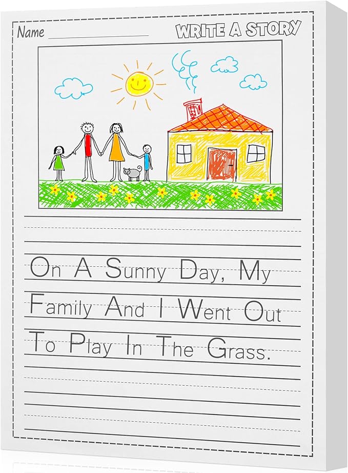 200 Sheets Kindergarten Writing Paper Writing Paper for Kids Story, Back to School Supplies Bulk Primary Notebook with Picture Space and Lines 8.5 x 11 Inches Handwriting Papers for Creating