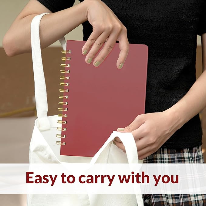 SUNEE Journaling Notebooks, A5 Lined Spiral Notebook for Women, 146 Pages College Ruled Hardcover Notebook for Work, Note Taking, Journaling and Office School Supplies, A5 -Burgundy