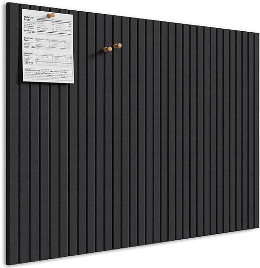 MaxGear Large Cork Boards for Walls 48" x 36", Black Felt Bulletin Board Tiles for Office Decor, 12 Pack Felt Wall Tiles with Slat Paneling, Push Pin Board Home Wall Organizer