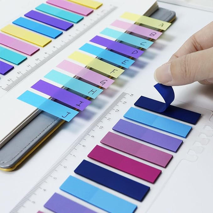 MultiBey 1200 Pcs Transparent Sticky Tabs, Pastel Colored Page Markers, Writable & Repositionable Book Tabs for Notes, Office, Study Supplies
