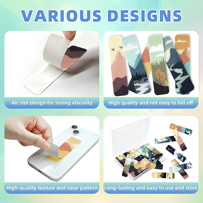 90PCS Sensory Stickers – 2 Textured Surface, Storage Box Included – Sensory & Calming Strips for Office, Classroom Desk, Teachers, Adult Stickers for Anxiety Relief, Stress (Landscape)