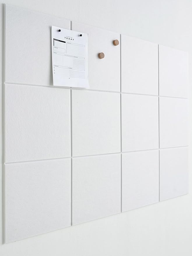 Large Bulletin Board 48x36- Office Wall Organizer to Replace Your Old Cork Boards for Walls for Office Decor -12-Pack Felt Wall Tiles for Home Office Decor, Classroom Decor (Milky White)