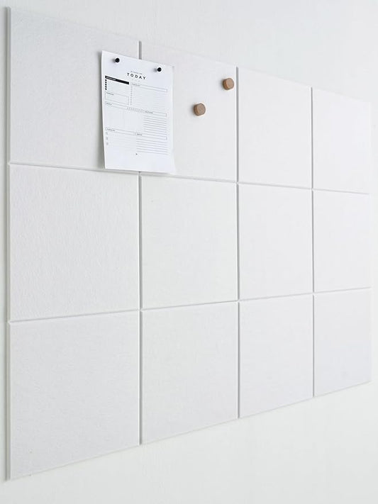 Large Bulletin Board 48x36- Office Wall Organizer to Replace Your Old Cork Boards for Walls for Office Decor -12-Pack Felt Wall Tiles for Home Office Decor, Classroom Decor (Milky White)