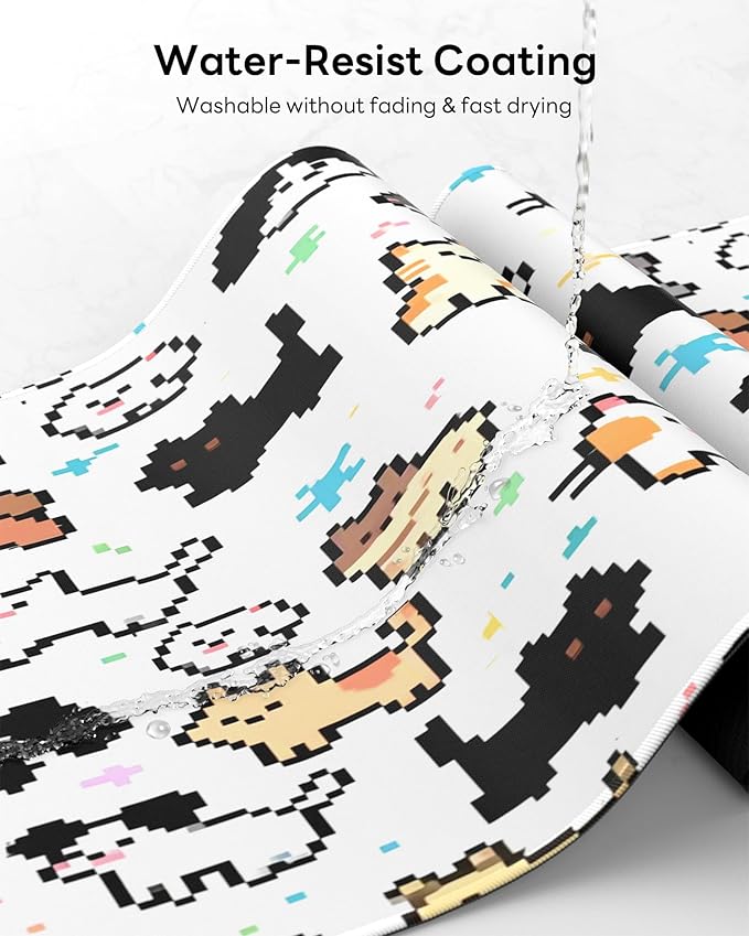 XL Gaming Mouse Pad, 31.5x17.5'' Large Desk Mat with Anti-Slip Rubber Base & Stitched Edges for Gaming, Office, Home - Cute Animals